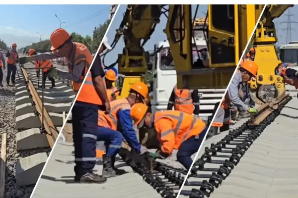 В Алматы уложили первые рельсы LRT: линия протянется на 18,3 километра