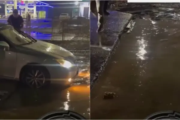 В Алматы из-за дождей и стройки LRT провалился асфальт: в ямах застревали автобусы