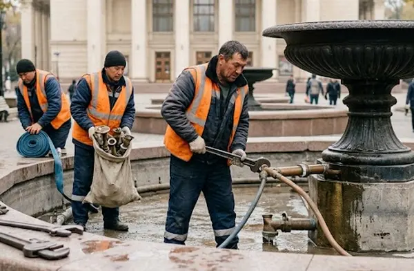 Алматыда фонтандар қысқа дайындалып, кезең-кезеңімен өшіріле бастады