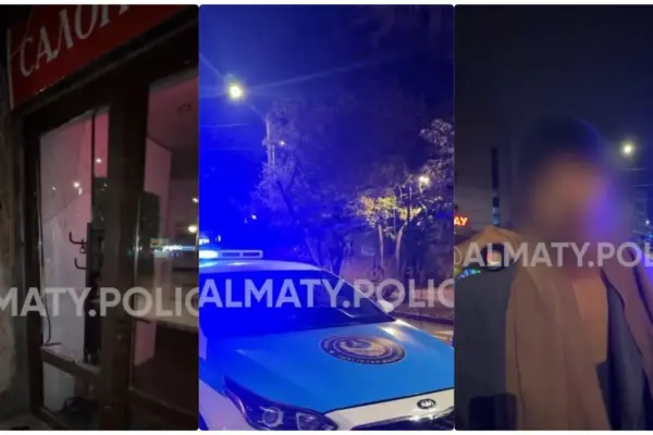Алматыда түнгі төбелес: салон терезесін сындырған ер адам ұсталды