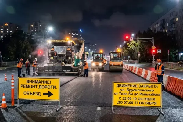 В Алматы на ночь перекроют участок улицы Брусиловского